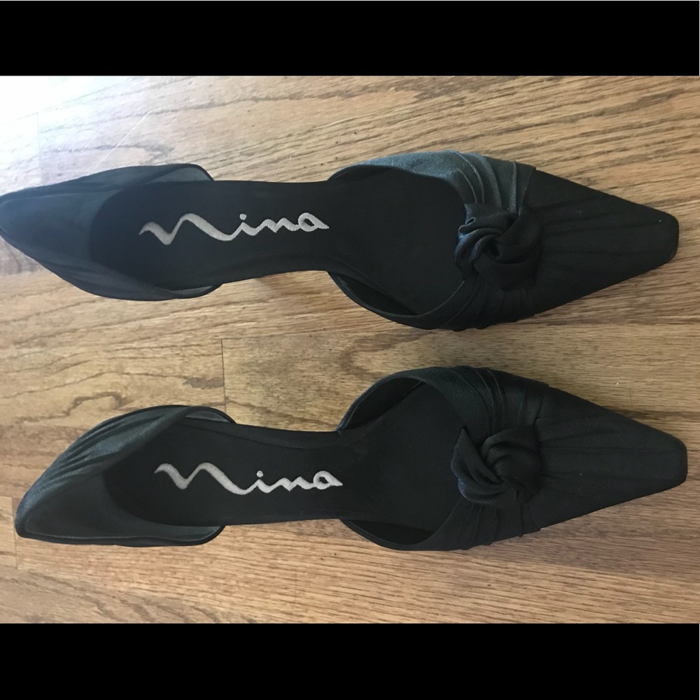 Nina black satin heels. Size 8